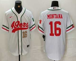 Men%27s San Francisco 49ers #16 Joe Montana Number White Mexico Cool Base Stitched Baseball Jersey->san francisco 49ers->NFL Jersey